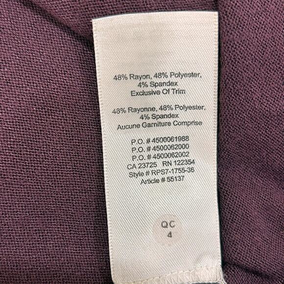 Wilfred Free Aritizia Dark Purple Long Sleeve Flowy Crew Neck Top Blouse Small - Picture 7 of 8